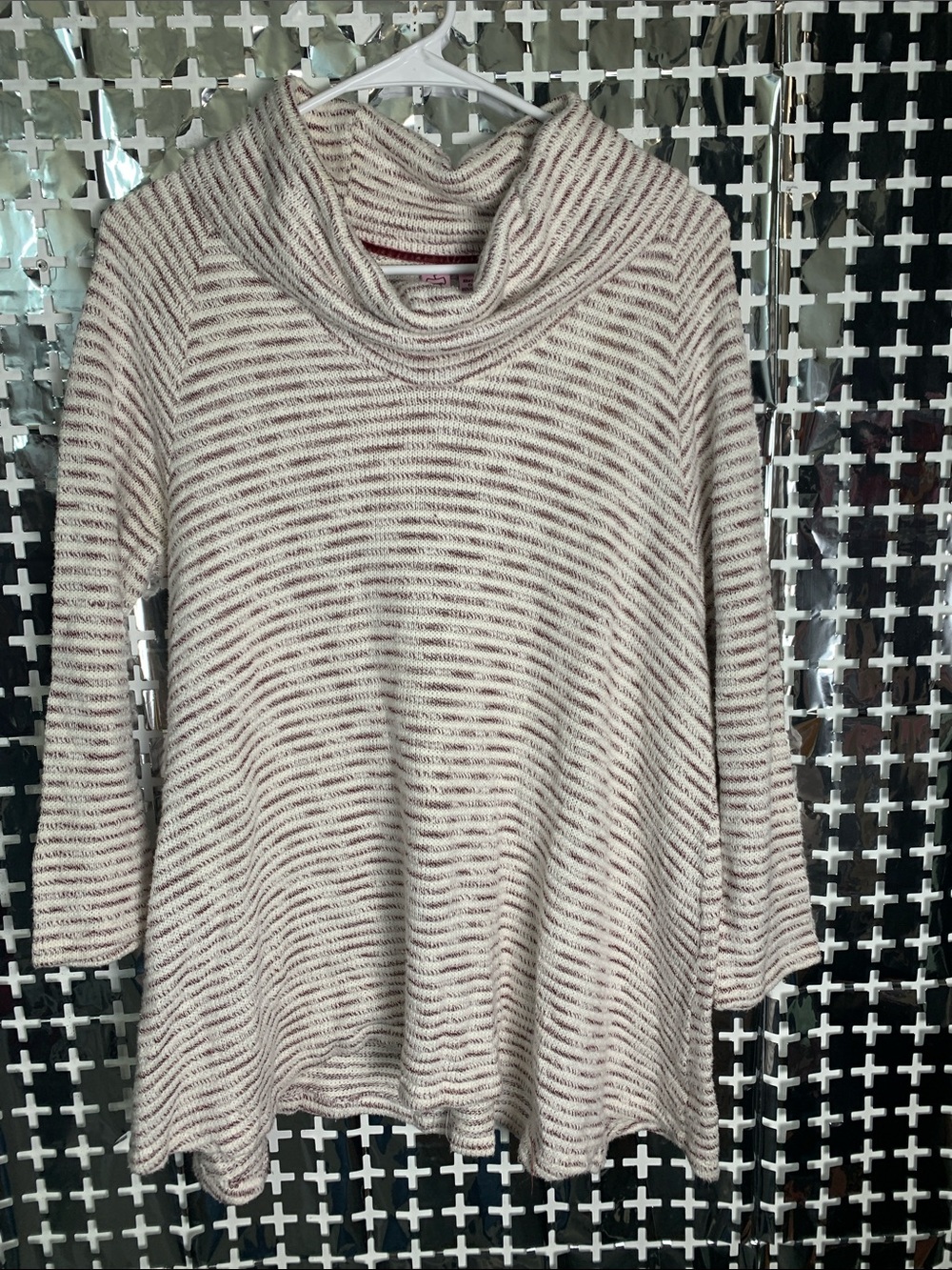 love on a hanger Cream and Taupe Striped Cowl Neck Sweater